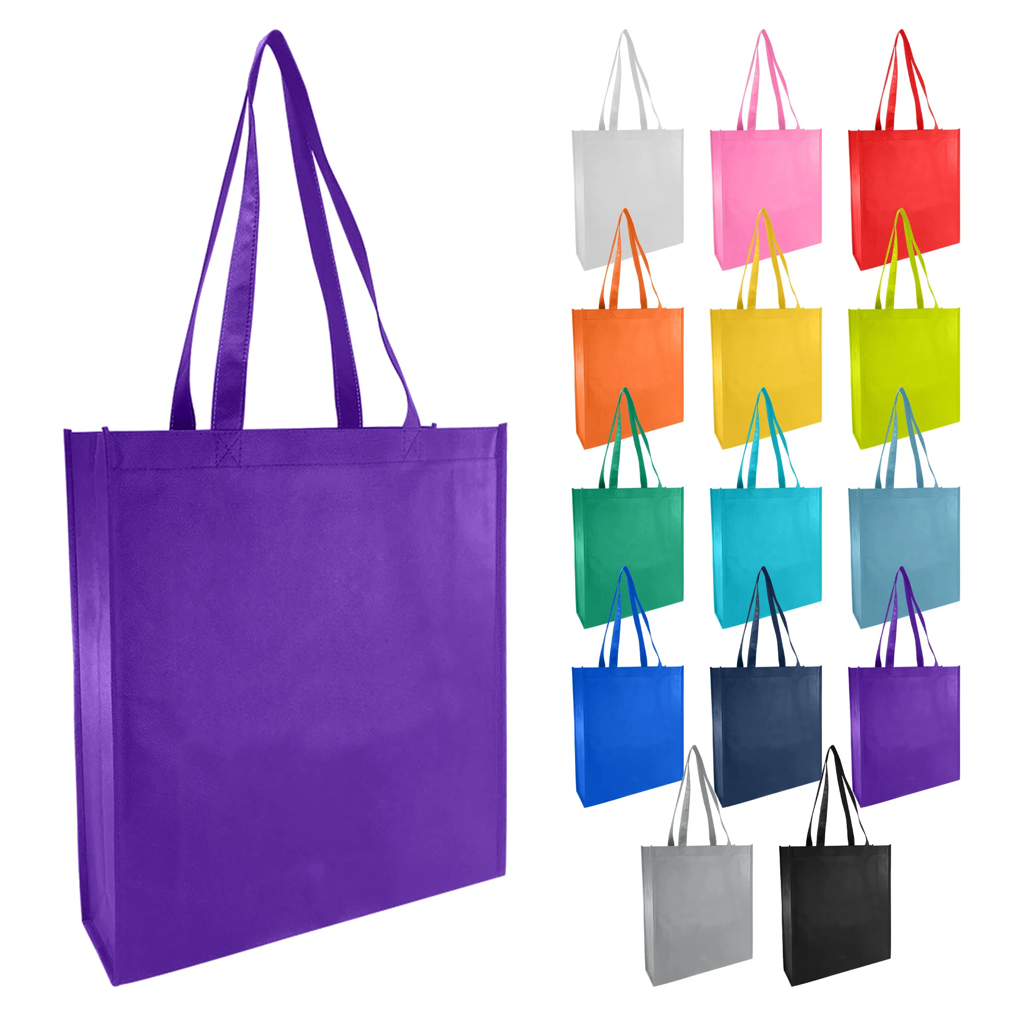 In Stock 14 colors Non Woven Shopping Bag with Large Gusset 90gsm and Custom Logo with Long Shoulder Handles Tote Bag NWB004
