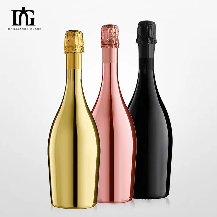 750ml 700ml chrome polished silver gold decorated silk printing liquor alcohol liquor glass bottle Champagne