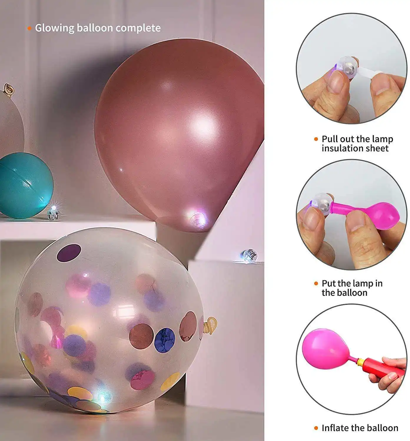 Led Light Decoration Balloon  Led Light Mini Round Led Ball  For  Bobo Bubble Ballon