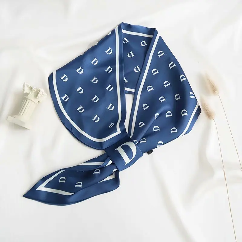 
Trendy printed satin scarf Narrow scarves hair accessories wholesale Twill scarf 
