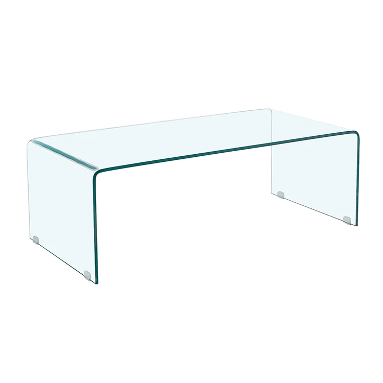 hotel luxury modern tea corner center table living room furniture square tempered  clear bent curved glass coffee tables
