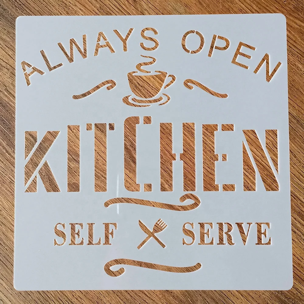 Reusable Farmhouse kitchen bakery sign coffee painting stencils for painting on wood home wall DIY