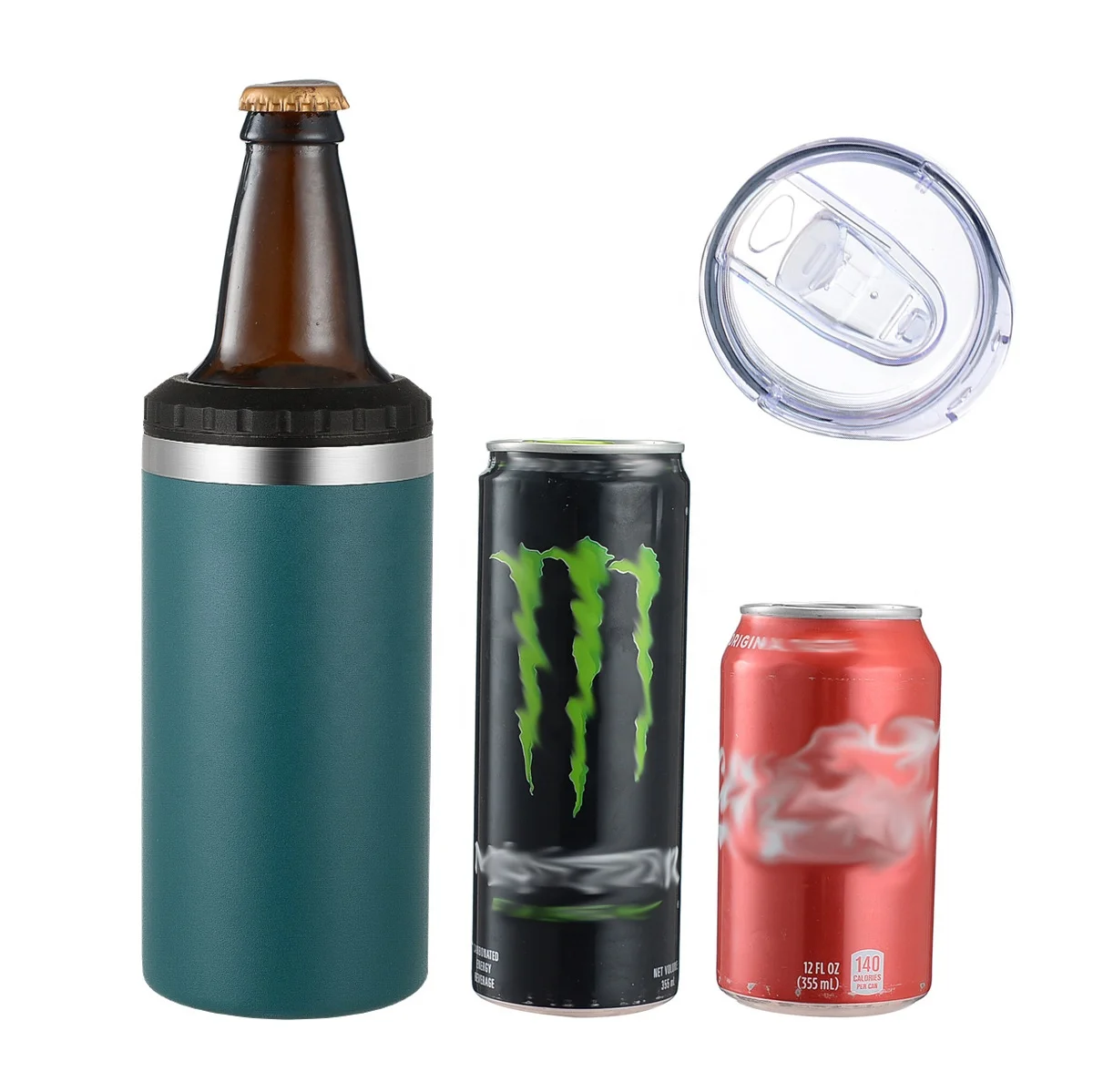 Beuachy hot sale 16oz steel multi  can cooler 2 lids beer holder stainless steel insulated beer mug vacuum tumbler