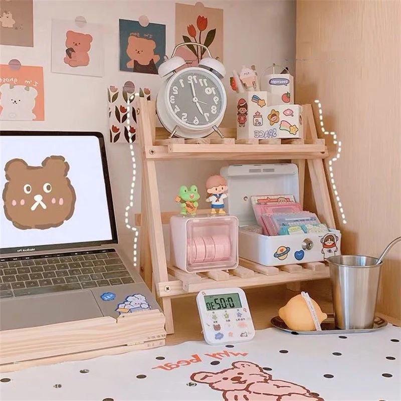 Multi-functional Table Shelf Wooden Book Rack For Desk Decor