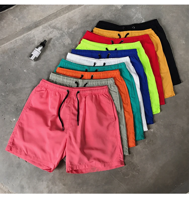 European OEM Customized Mens Beachwear Logo Design Swimwear Polyester Short Trunks Summer Solid Board Swimming Beach Shorts
