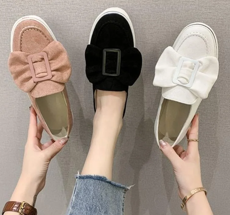 2020 newest style casual women shoes slip on women flats bow tie ladies loafers thick sole  pump shoes plus size