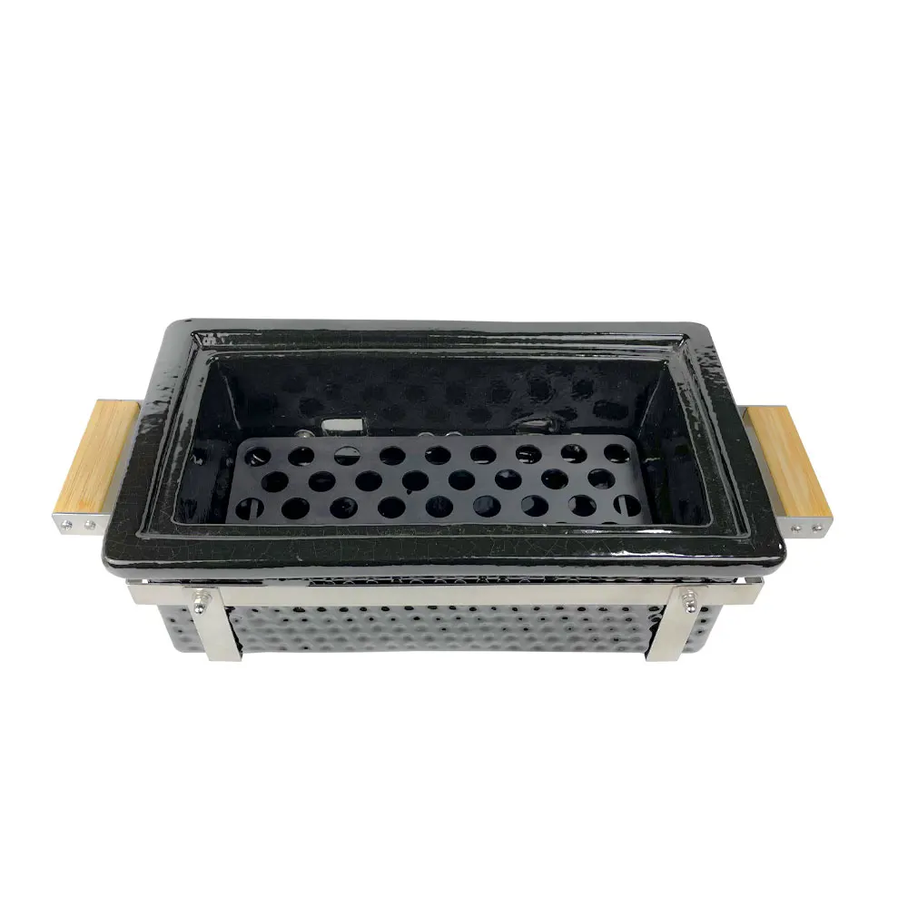 Auplex Square Hibachi Japanese Charcoal Ceramic Kamado Grill for indoor or outdoor BBQ camping
