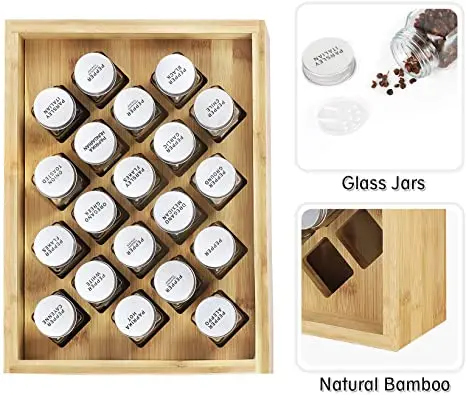 Wholesale Bamboo Spice Display Shelf,Multi-Layer Bamboo Spice Rack,Bamboo Wooden Spice Drawer Organizer for Kitchen Storage