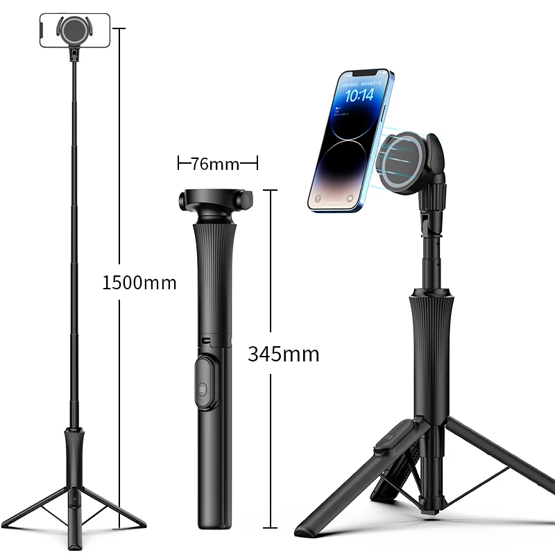 360 Degree Rotation Phone Holder Case Magnetic Selfie Stick Tripod Stand Camera Mount for iPhone PH18