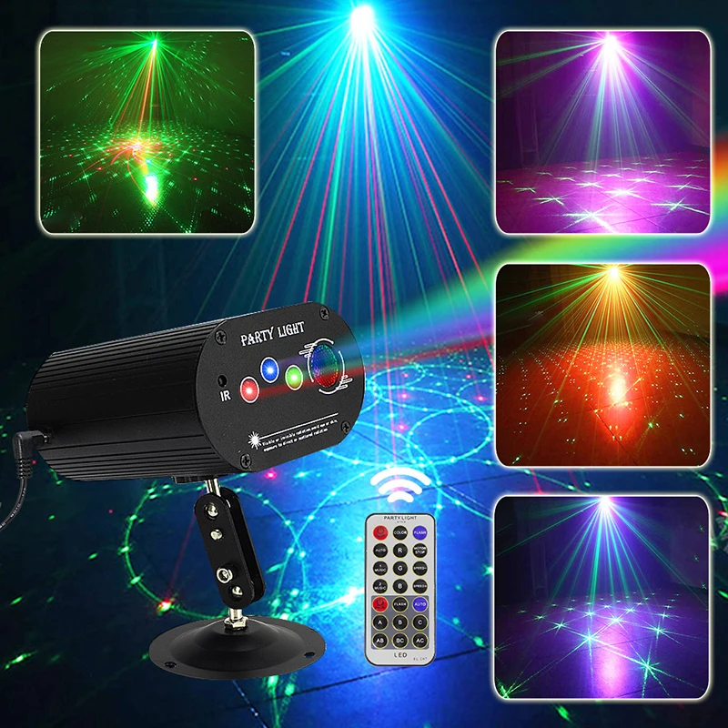 Мини-освещение для вечеринок RGB дискотека диджея Лазерное освещение звуковая активация 72 узоров светодиодный лазерный проектор вечеринки