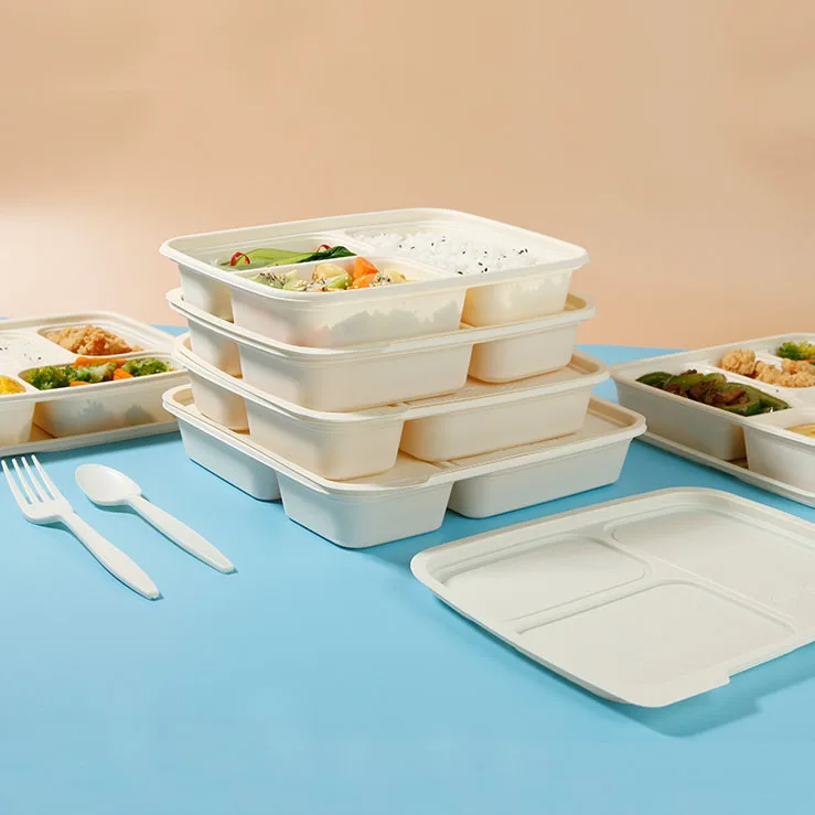 Disposable Eco Friendly Biodegradable Lunch box Take Out To Go Cornstarch Food Container With Lids for Food