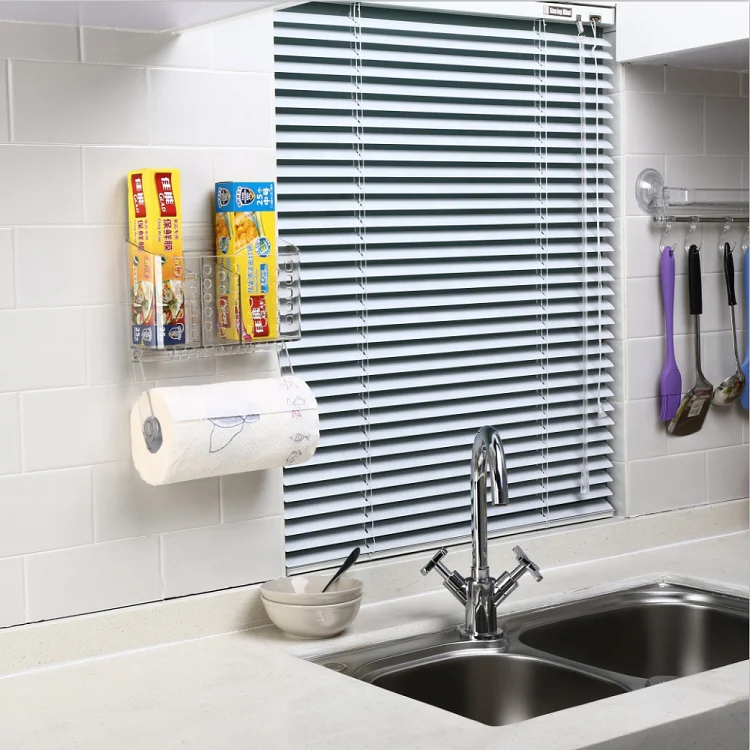 Luxury Clear Acrylic Free Punching Wall Mount Kitchen Rack Tissue Paper Towel Plastic Storage Bag Roll Holder with Suction Cup