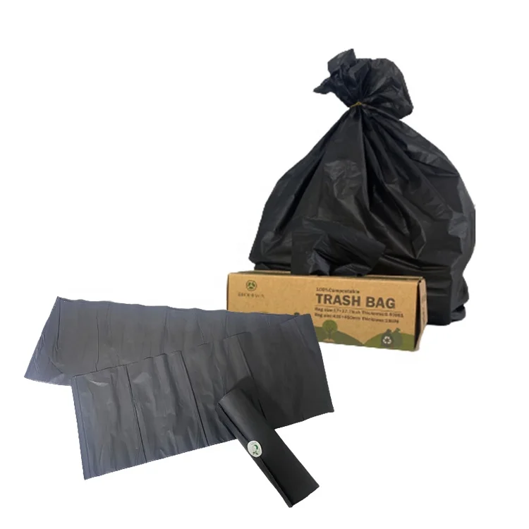 3 Gallon/13 Gllon Biodegradable Compostable Bin Liner Heavy Duty Black Garbage Bag for import/export