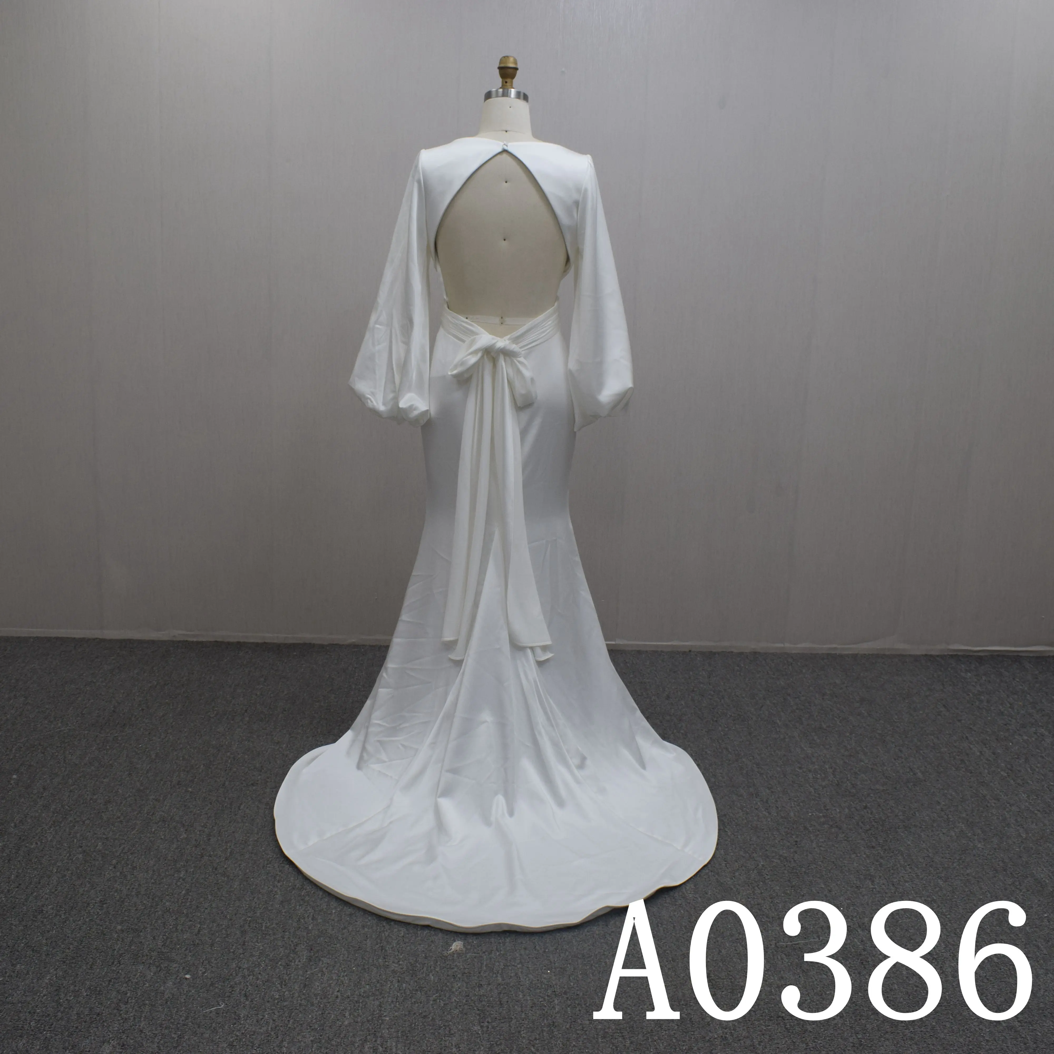 2025 New Style Simple Bridal Outdoor Wedding Dresses   Elegant Satin Long Sleeve Mermaid  Wedding Dresses With a Church Train