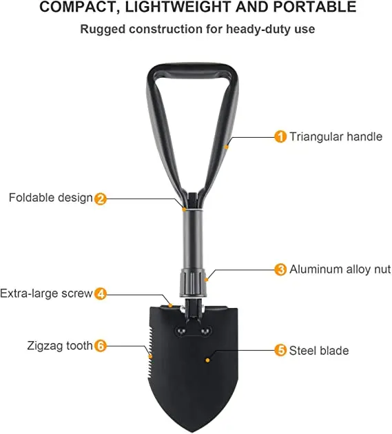 High Quality Outdoor Folding Camping Shovel Mini Multifunctional Survival Shovel