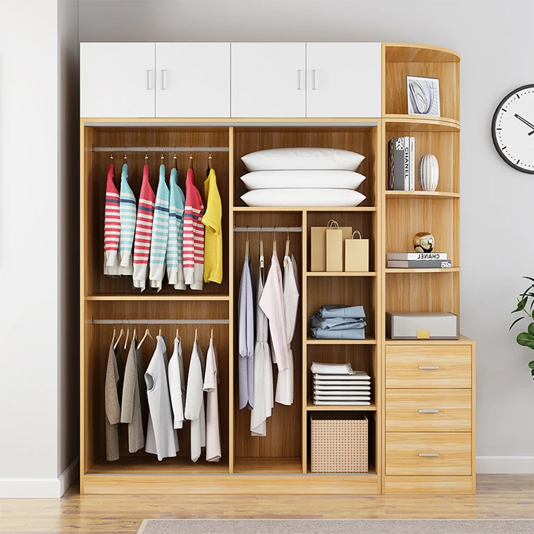 New Design Wooden Sliding Door Wardrobe Simple Modern Panel Wardrobe Storage Cabinet