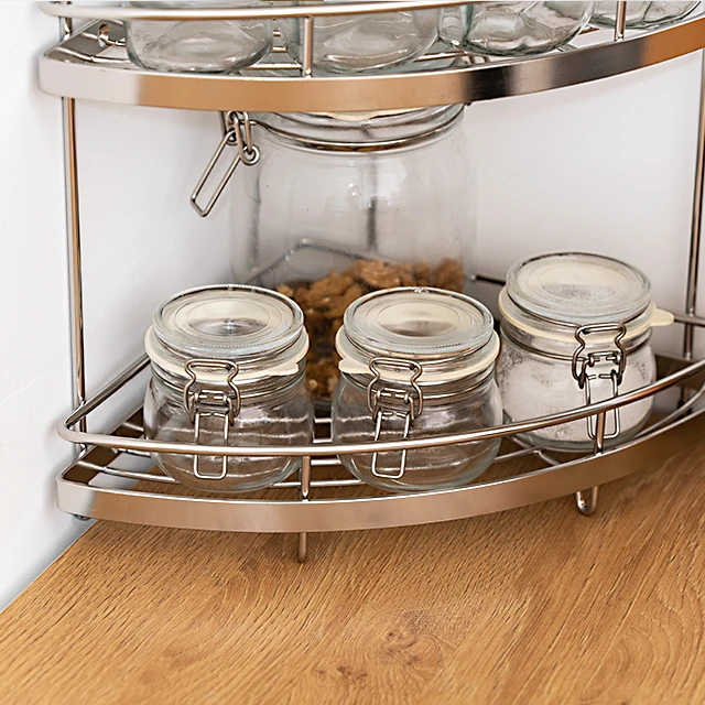 factory wholesale 3 tier storage basket stainless basket for kitchen corner and bathroom corner