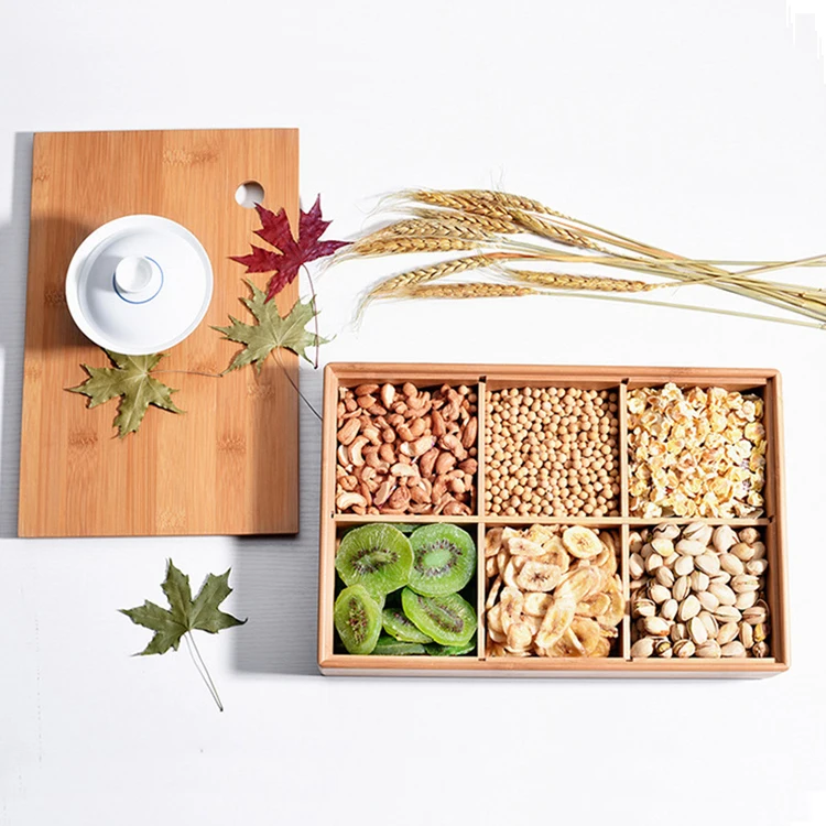 
Custom Logo Dry Fruit 6 Comportment Tray For The Wedding With Lid 