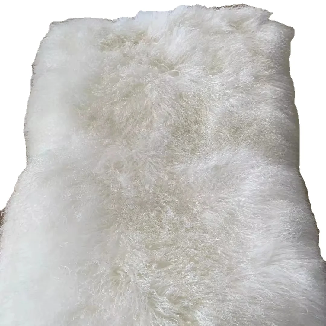 100% real white Tibet Lamb Plate Tibetan Mongolian Lamb Fur Plate Blanket mongolian lamb plate