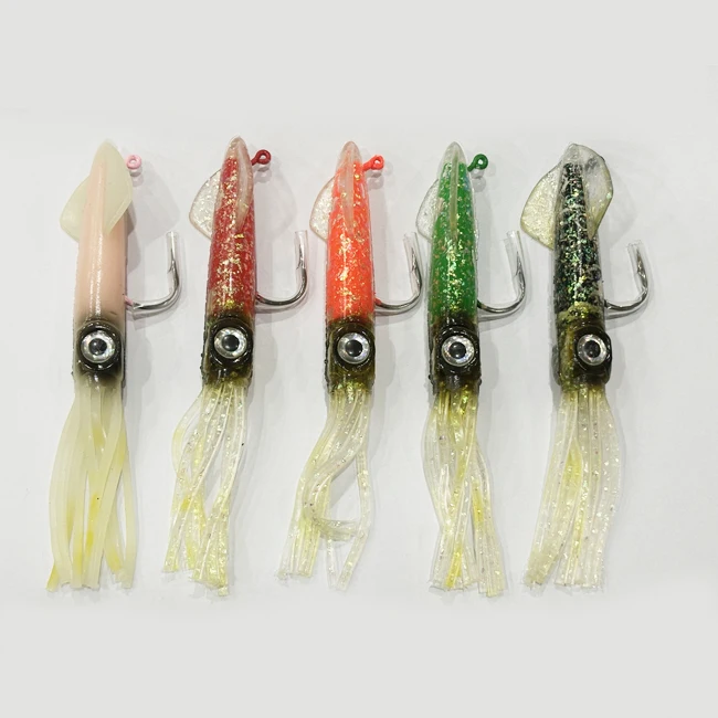Soft Plastic Fishing Lures Octopus Lead Head Tackle Jigging Soft Squid Fish Lure
