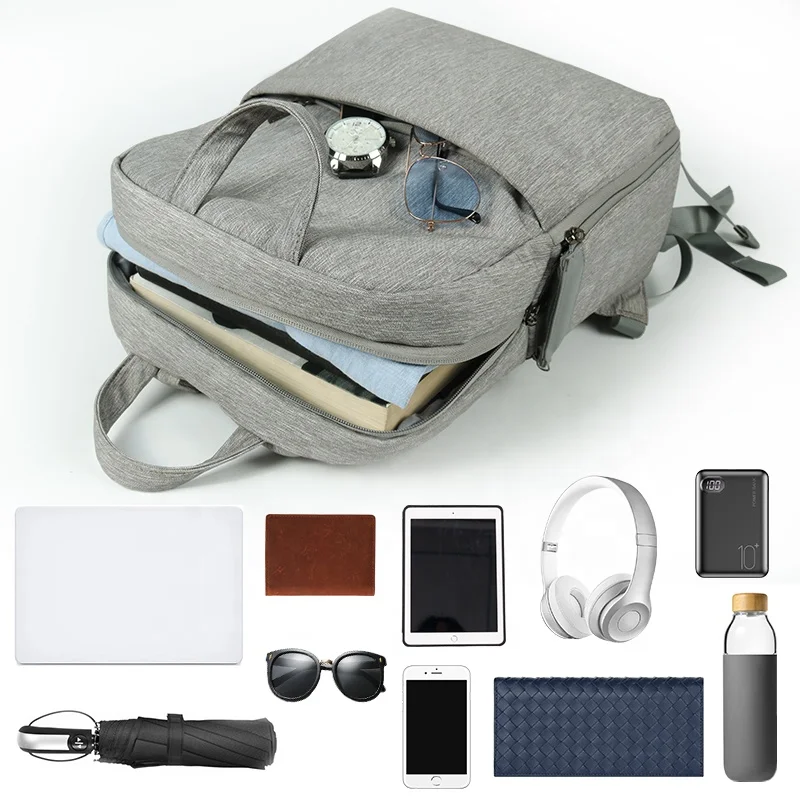 CHANGRONG Custom Gray Durable Daily Laptop RPET Polyester Eco Friendly Backpack Casual Sports Back pack