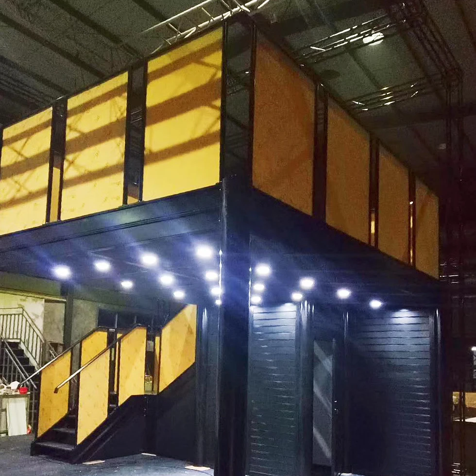 two levels booth double deck space trade show booth system with lamps and tv stand from Shanghai