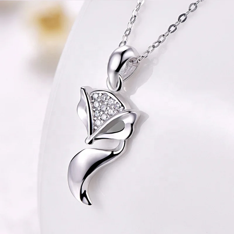 
2020 cute hot fashion fox personalized 925 sterling silver necklace animals pendant for women 