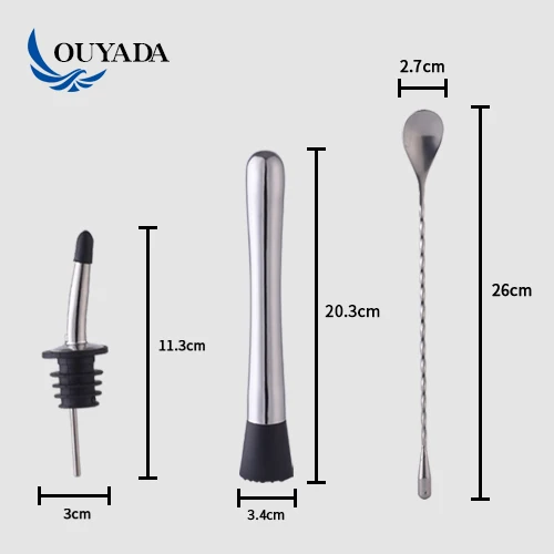 
Factory Direct 13 pieces 28oz stainless steel boston cocktail shaker set bartender kit with stand 