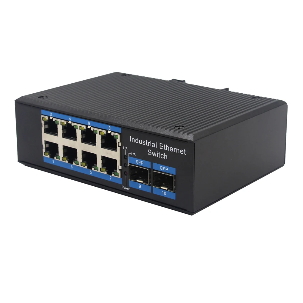 Промышленный 8-портовый 10/100/1000 Мбит/с оптоволоконный коммутатор Ethernet с 2-портовым слотом 1000 для предприятий