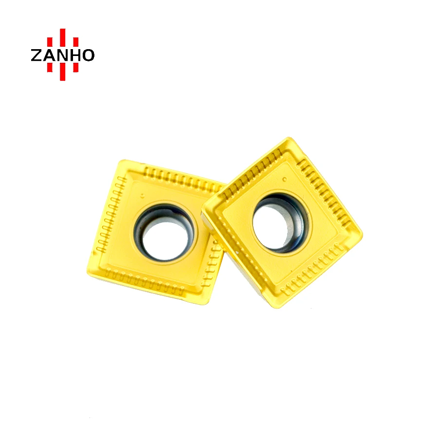 ZANHO SEMT1304PETR-M PVD Coated CNC Milling Inserts Positive Square Carbide 4 Helical Cutting Edges 90 Degree Shoulder Steel
