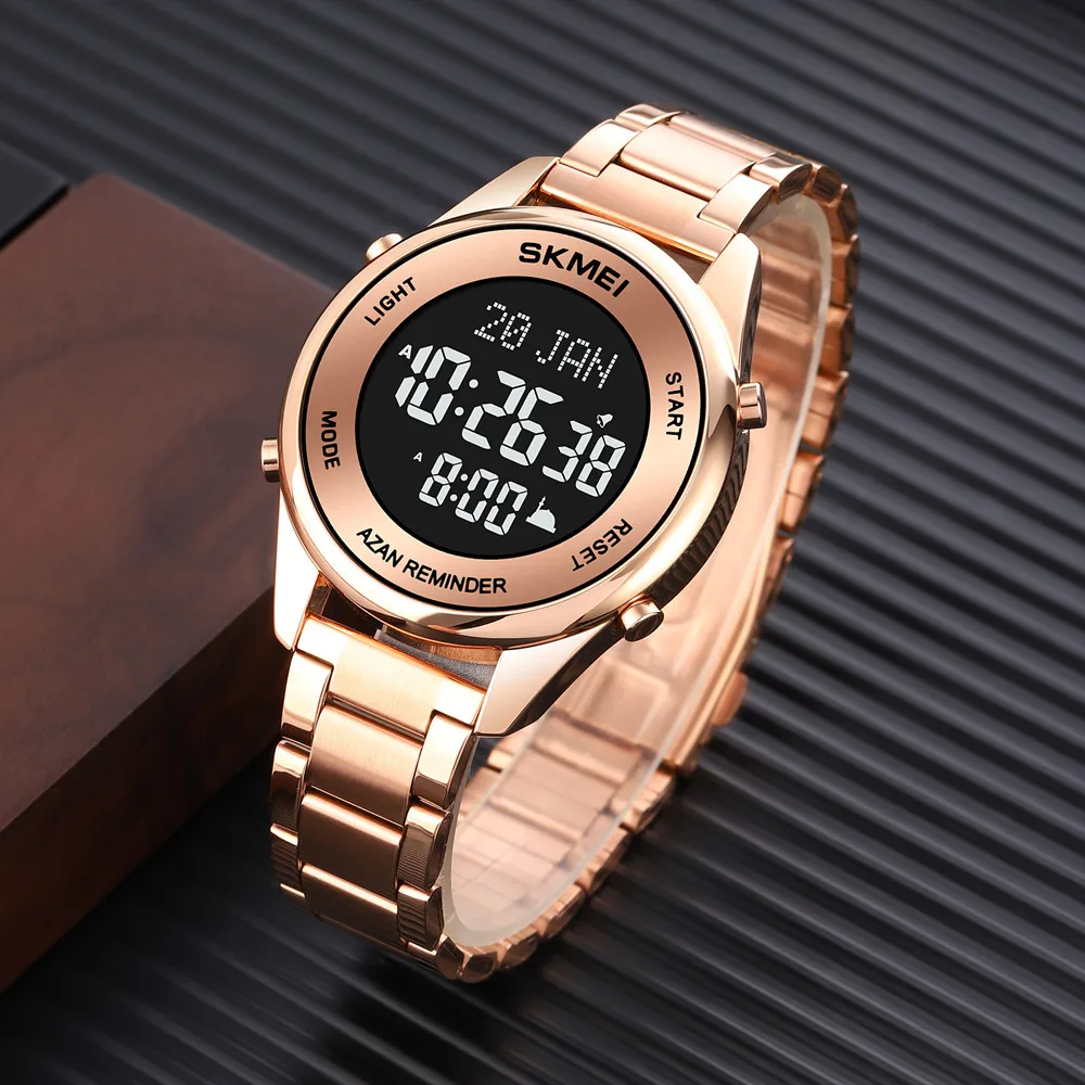 Skmei 1861 Qibla мусульманские молитвенные часы мужские цифровые наручные из нержавеющей стали Azan Арабские исламские