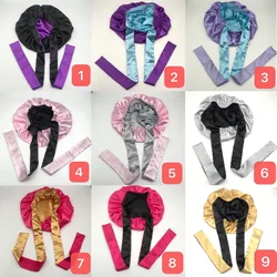 Оптовая продажа, шелковая атласная шляпа с ремешками на завязках, двусторонние головные уборы для женщин с индивидуальным логотипом