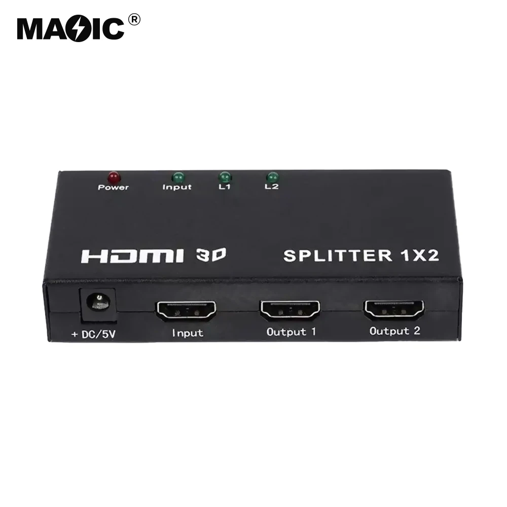New Arrival HDMI Splitter 1x2 Full HD 3D 1080P HDMI Splitter 1 in 2 Out  for Xbox Roku Game PC PS5 and Fire TV
