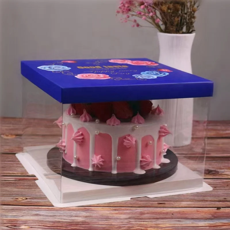 2022 Food Packaging Plastic Clear Cake Boxes Wholesale Cake Gift Boxes Transparent Customized Rigid Boxes Packaging Items Accept