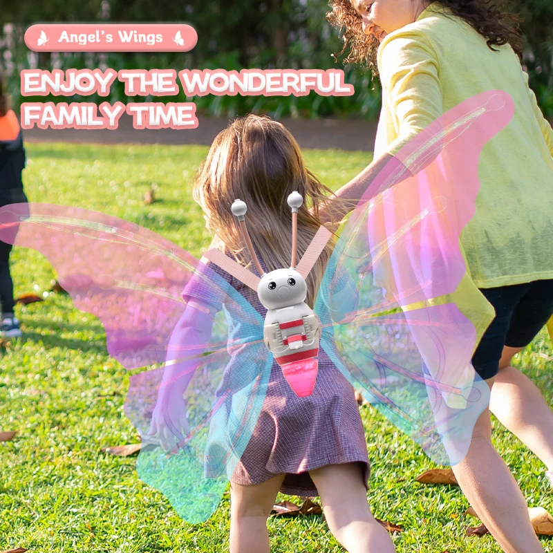 New design kids butterfly wings battery operated toys with music led fairy wing birthday gift for girls