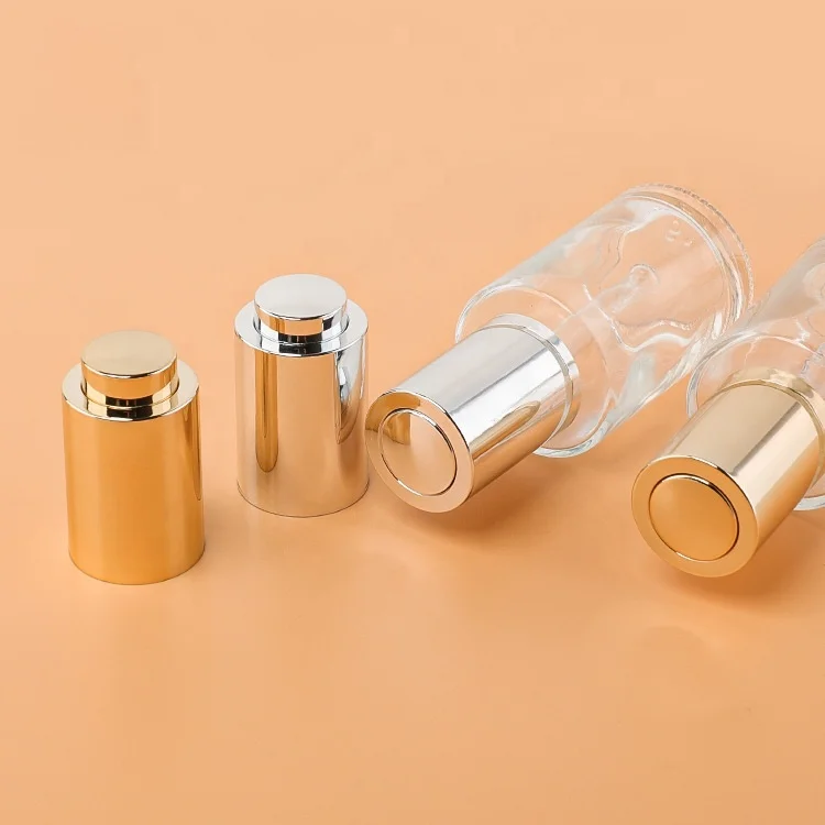 Luxury design 18/410 20/410 press dropper aluminum essential oil dropper serum pipette for skin care product bottle