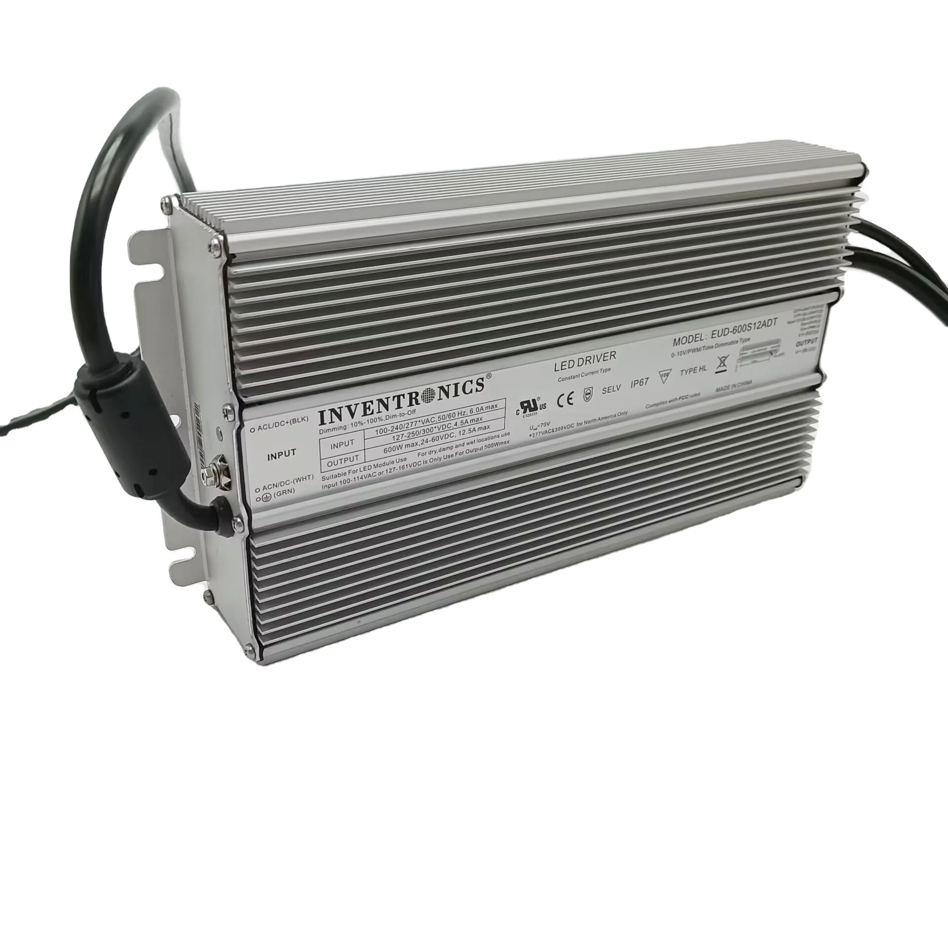 Inventronics Led Driver EUD-600S12ADT 90-305Vac 12Vdc 200mA 600W Programmable IP67 Driver with CE