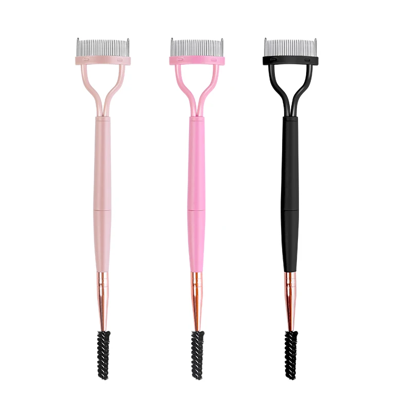 Professional Beauty Tools 2-in-1 Stainless Steel Eyelash Separator Mascara Applicator Plastic Eyebrow Eyelash Comb Brush Makeup