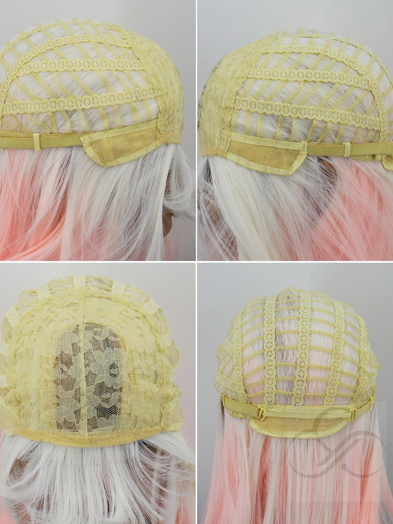 HD lace fronta glueless frontal pink and white long straight hair with bangs chemical fiber hair wig