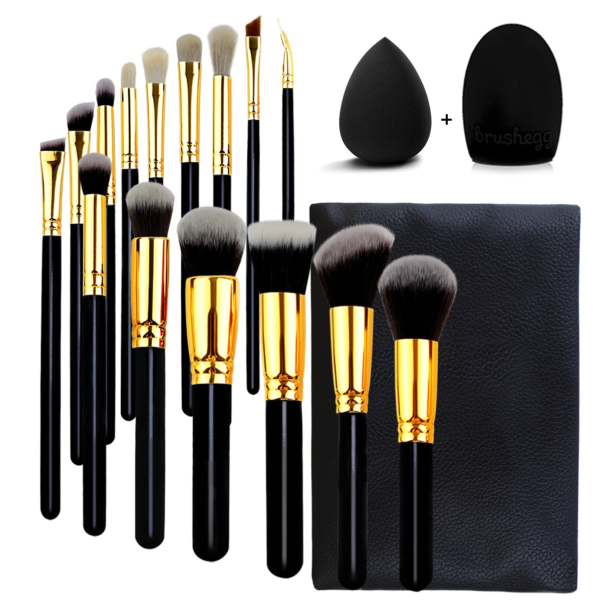 FEIYAN Drop Ship Chinese Brush Supplier Wooden Handle Low Moq Professional Synthetic Hair High Quality Gold Makeup Brush Set