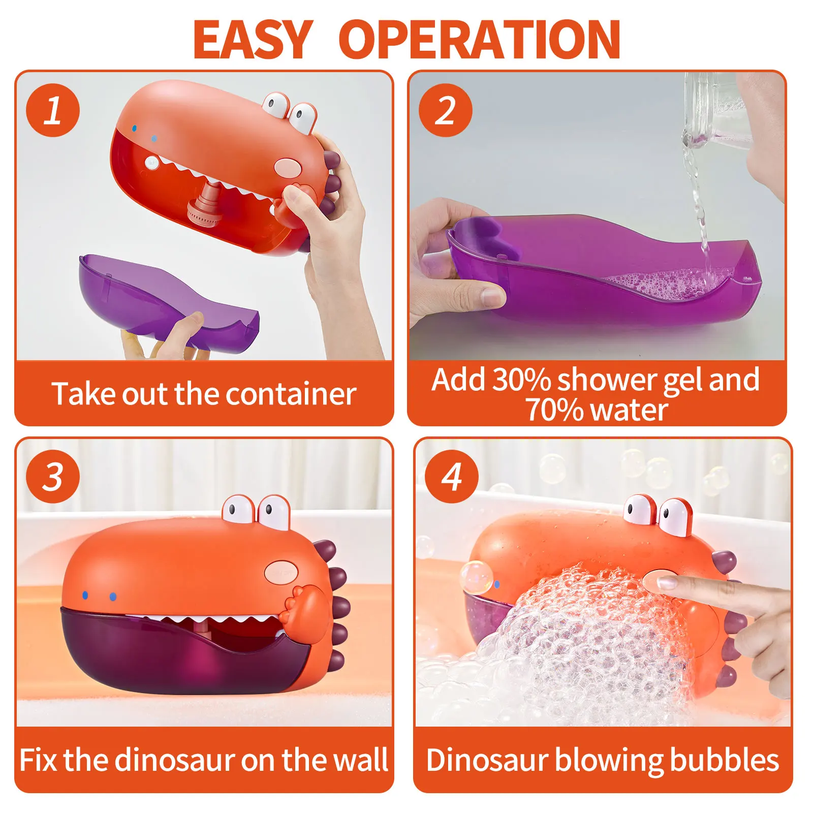 XST Bathroom Bathing Toys Dinosaur Music Bathtub Bubble Machine Blowing Bubbles Kids Dino Bubble Bath Toys