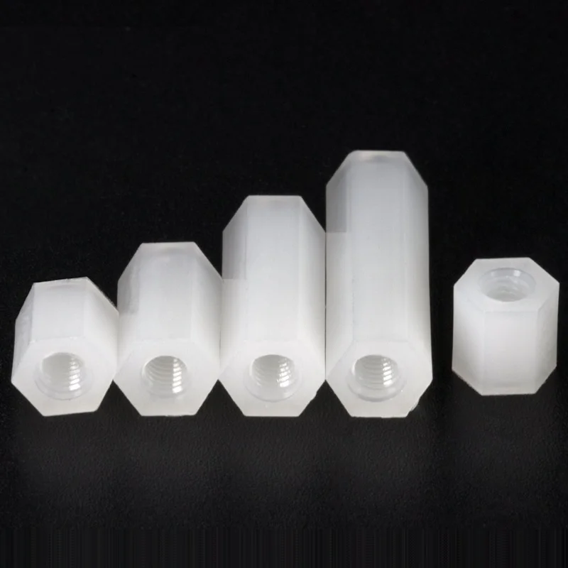 Шестигранные Гайки с внутренней резьбой, белые/черные нейлоновые пластиковые Проставочные колонны