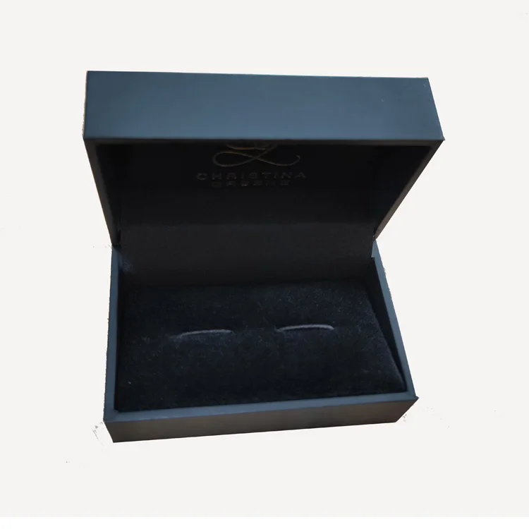 Wholesale custom logo flip top black cufflinks storage gift box slim cufflink box