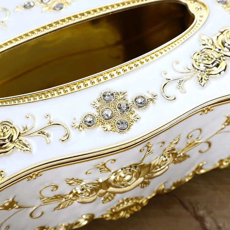 Luxury European Style Home Office Bar Desktop Tissue Rack Rose Tissue Box