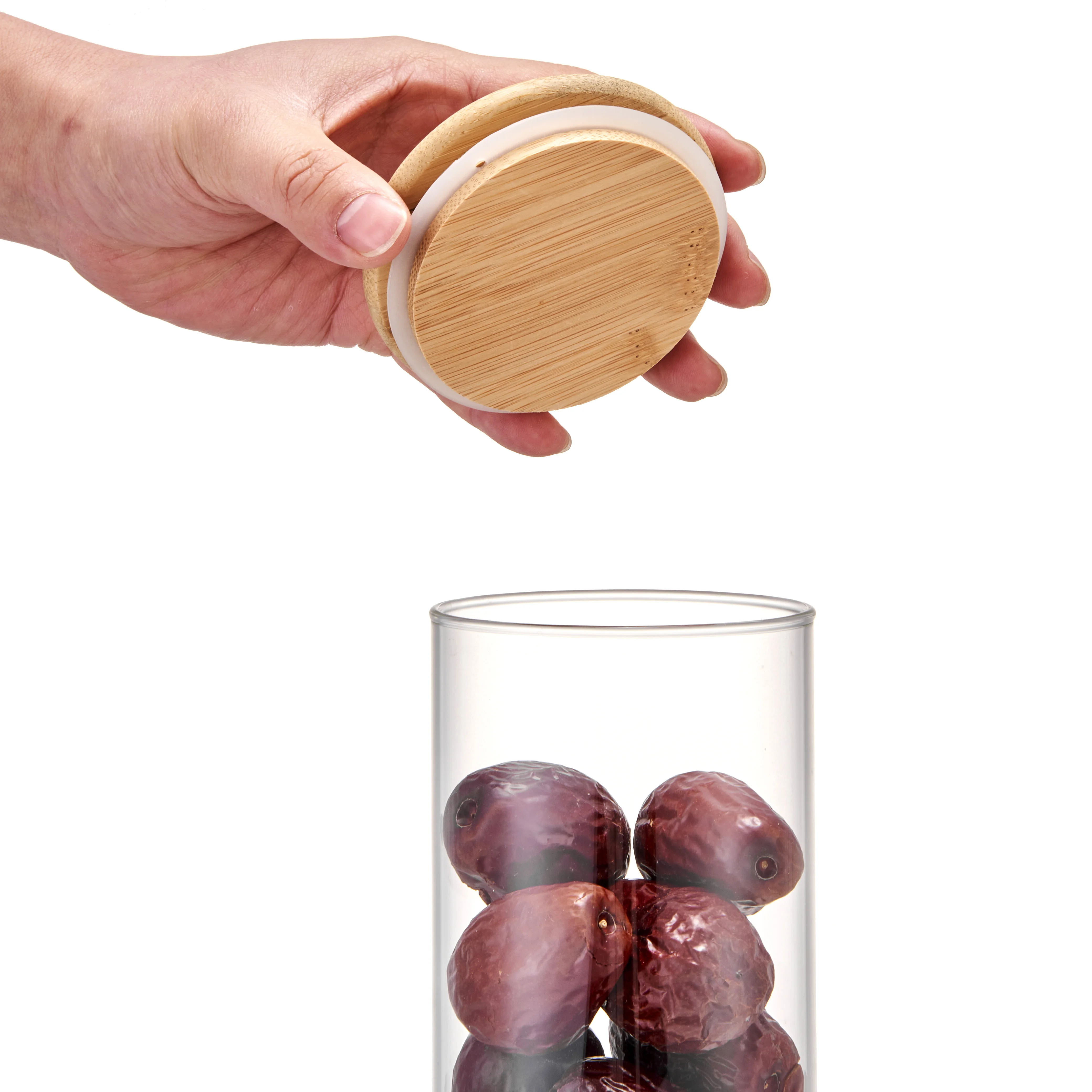 LINUO Eco Friendly Glass Food Storage Jar Glass Jar With Bamboo Lid For Food ,Coffee, Candy glass jar whole sales supplier