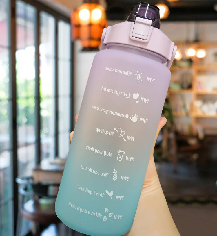 2022 2 Liter Water Bottle Gym Motivational Water Bottle With Time Marker