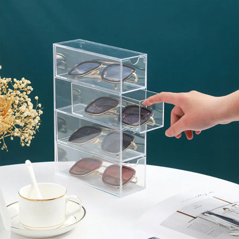 Sunglasses Display Stand Acrylic Hot Selling Sunglasses Show Case 4 Slot Eyewear Sunglasses Show Case Display