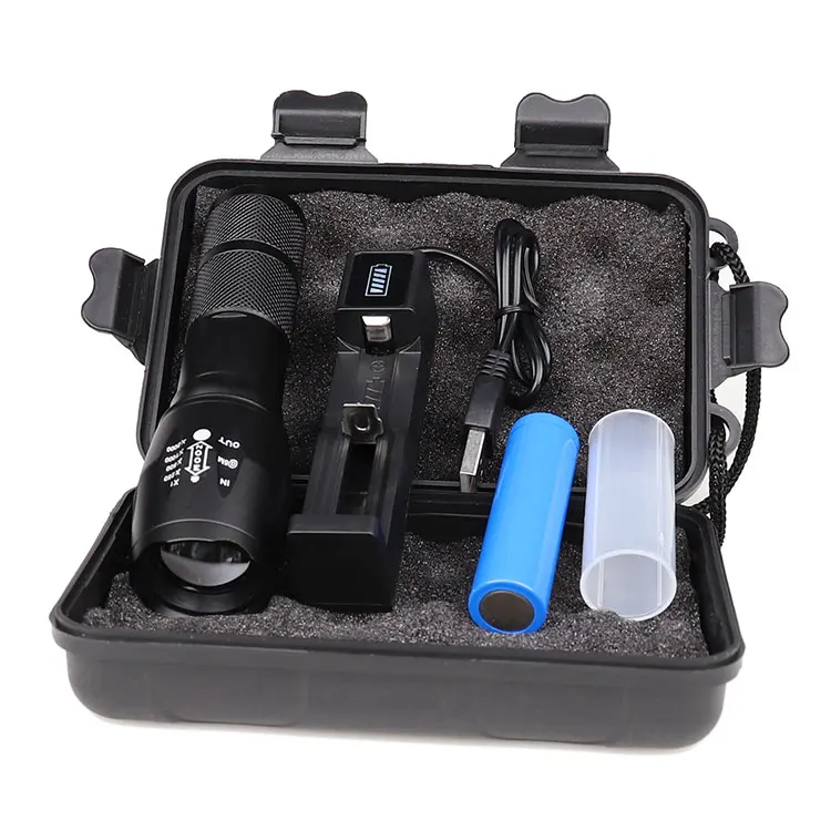 Portable Long Range Mini Rechargeable Battery Torch Led Flashlight, Led Torch Light Kit 10 50 15 Aluminum Alloy Emergency AAA