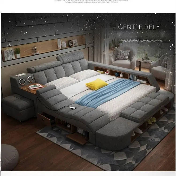 MEIJIA luxury headboard queen size super king solid wood wooden slats adjustable electric bed