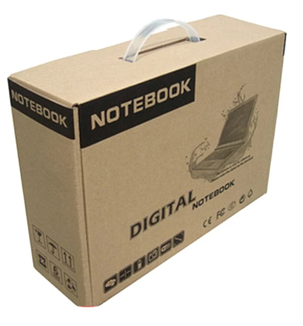 Custom design matte brown corrugated board paper big carton  laptop shipping box with handle